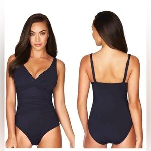 Sea Level Australia One Piece Multifit Cup Cross Front Black Swimsuit Size 12